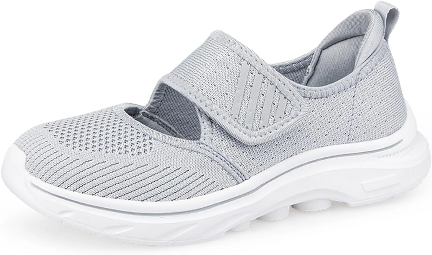 ihinzry Womens Walking Shoes Orthopedic Shoes Lightweight Breathable Knitted Loafers Hook and Loop Sneakers