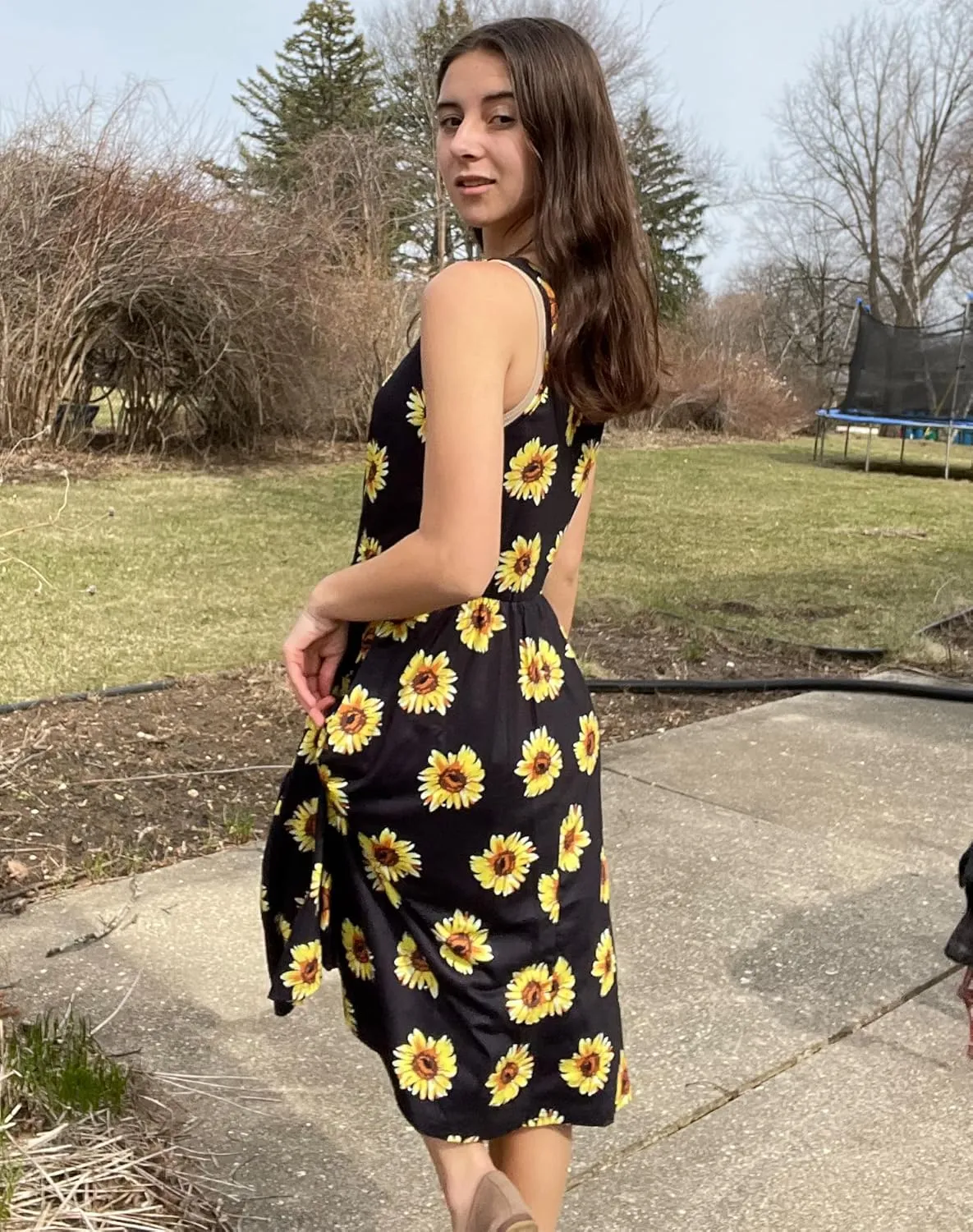 II ININ Women's 2025 Sundresses Casual Summer Tank Dress V Neck Sleeveless Button Down Midi Floral Beach Dress with Pockets