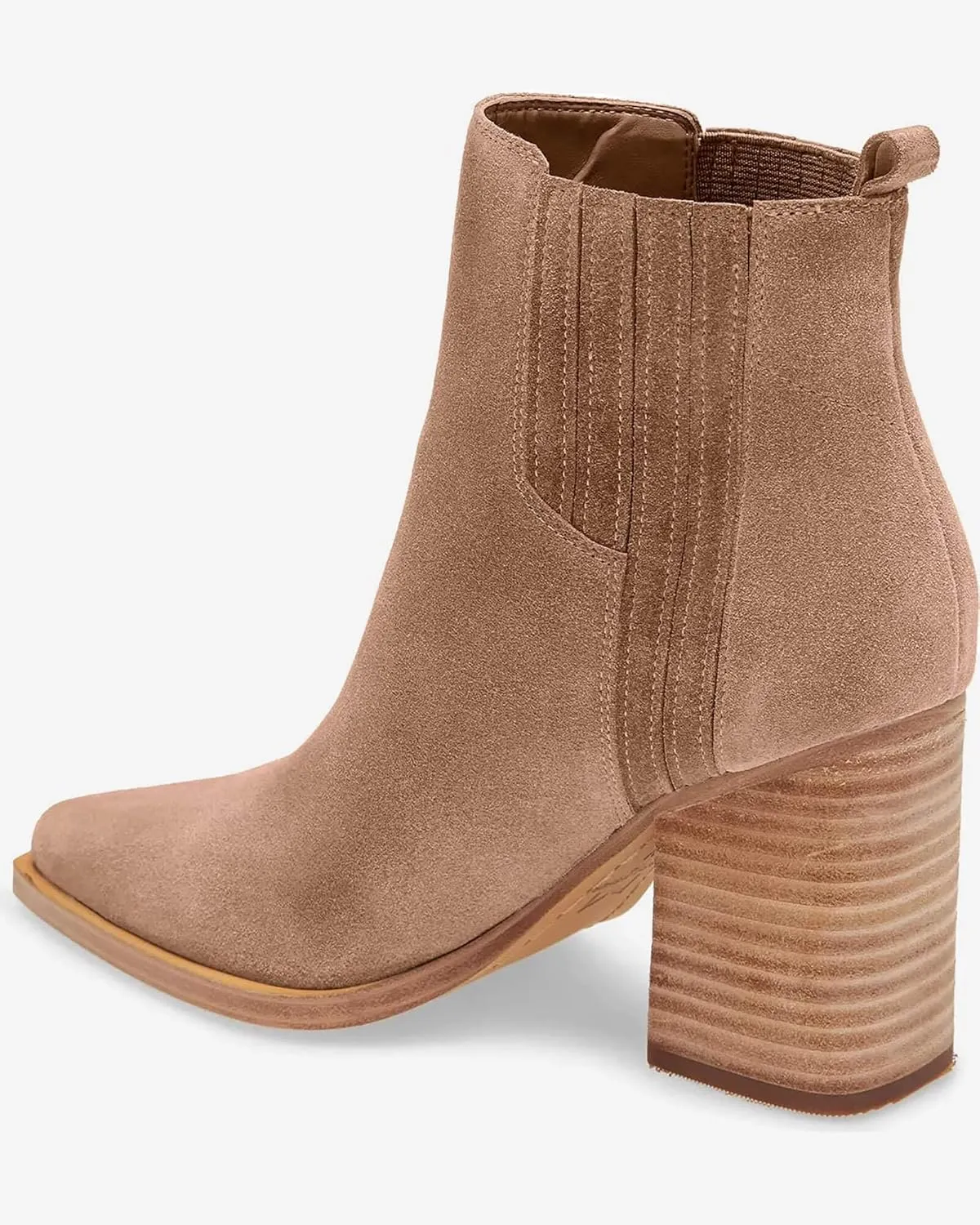 Imily Bela Womens Ankle Boots Pointed Toe Chunky Stacked Mid Heeled Faux Suede Leather Booties