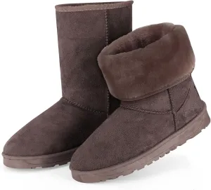 iMounTEK Winter Boots for Women Faux Suede Water Resistant Snow Boots Mid Calf Boots Ankle Boots Women's Winter Snow Boots with Warm Fur Lined Comfort Short Booties