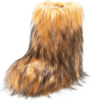 IXU Women's Faux Fur Boot Furry Fluffy Round Toe Suede Snow Winter Women Boots Comfy Plush Warm Short Outdoor Indoor Flat Shoes Mid-Calf Boots