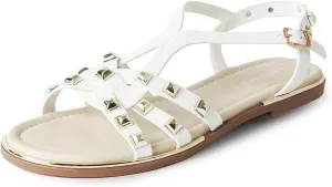 J. Adams Women's Strappy Flat Sandals with Gold Studs – Comfortable and Stylish Summer Footwear