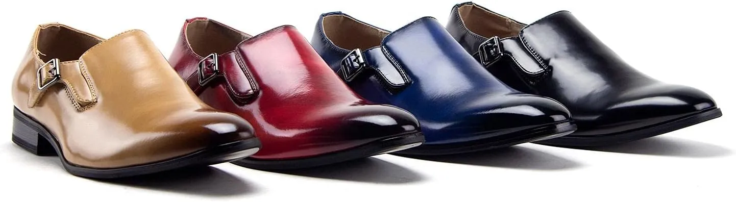 Jazamé Men's 77807 Slip On Round Toe Hand Burnished Loafers, Dress Shoes