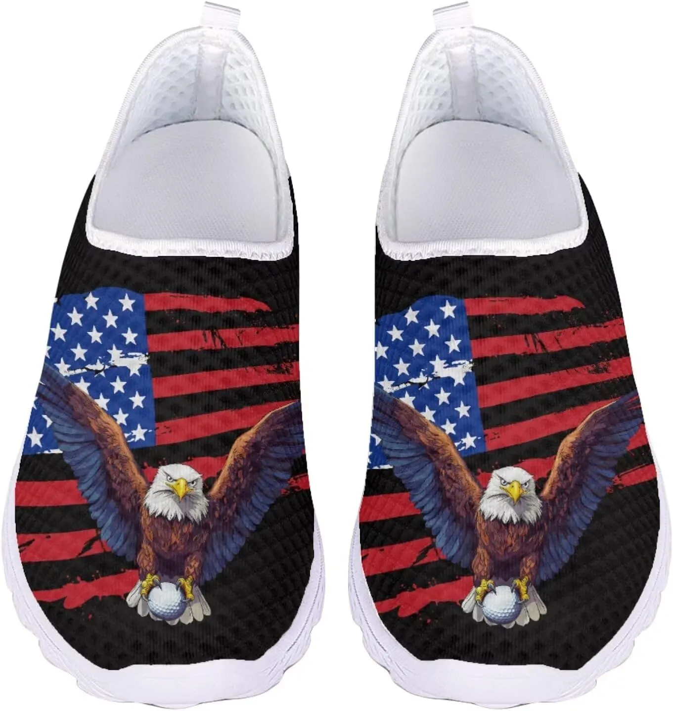 Jeiento American Flag Shoes for Men Women Road Running Shoes Womens Mens Comfortable Walking Tennis Sneakers Athletic Shoes