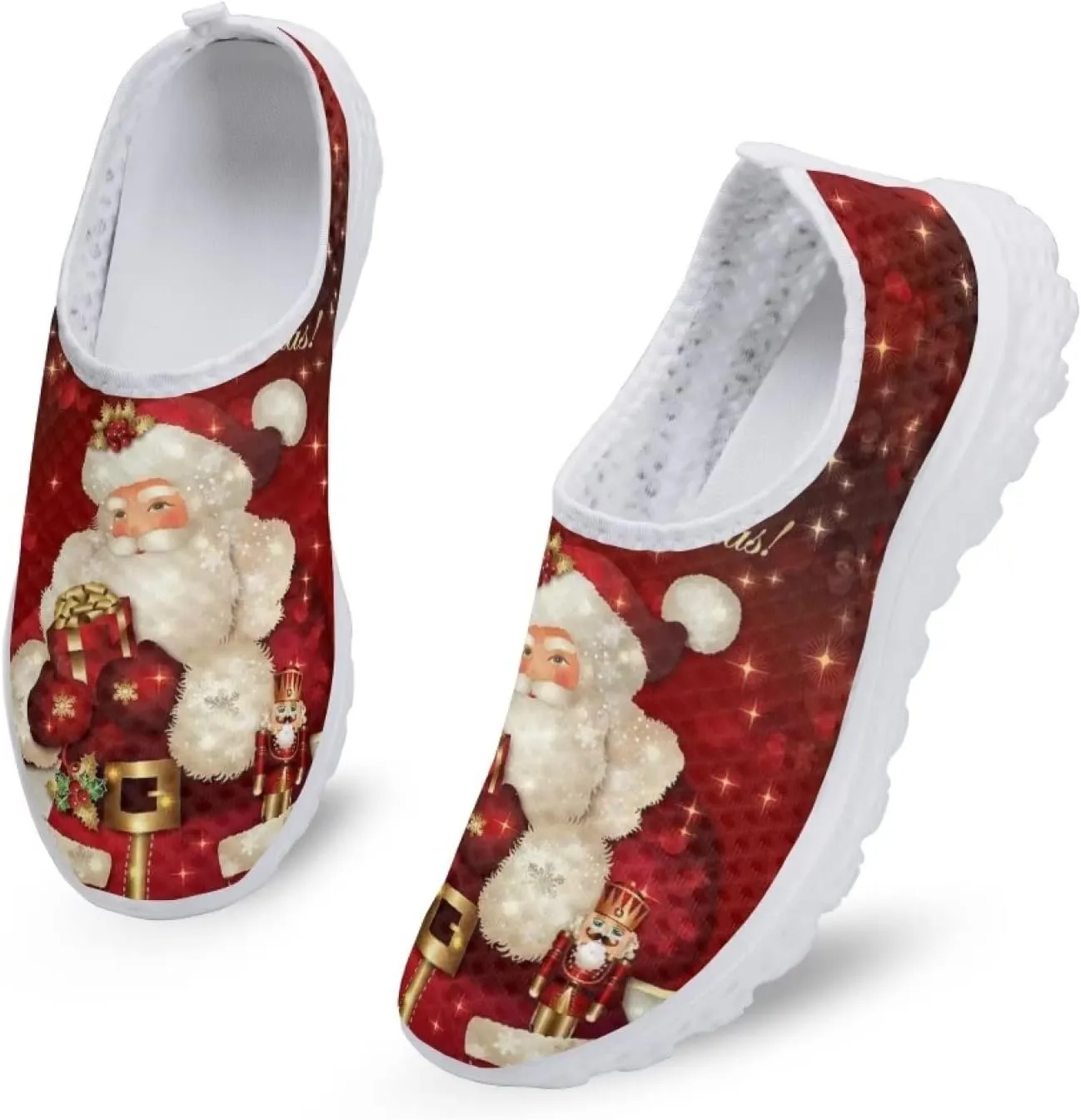 Jeiento Christmas Shoes for Womens Girls Walking Shoes Tennis Shoes Breathable Comfortable Athletic Running Shoe US 5.5-11.5