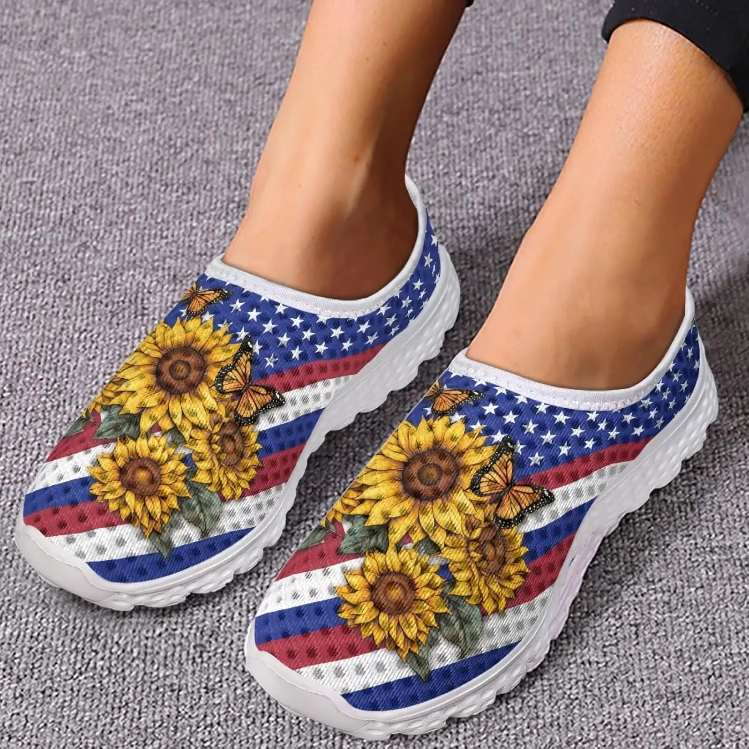 Jeiento Halloween Shoes for Women Men Halloween Party Walking Running Sneaker Shoes Slip-On Breathable Mesh Workout Fashion Shoes