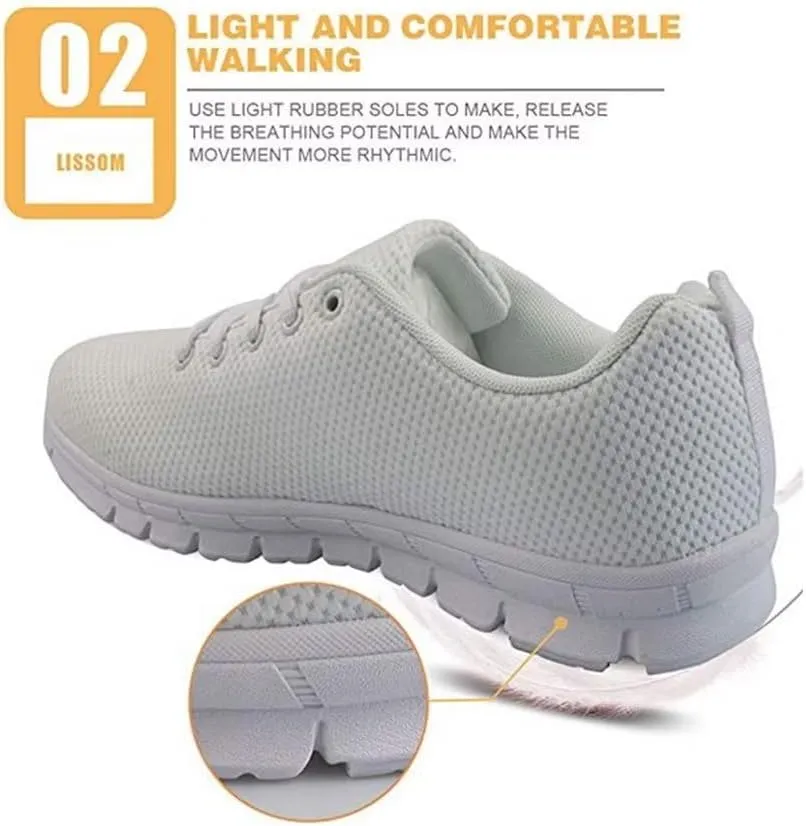 Jeiento Unisex Outdoor Running Shoes - White With Multicolor - Women, Men, Teenager - Non Slip, Breathable, Flexible - Running, Workouts - Casual, Spring, Summer, Fall