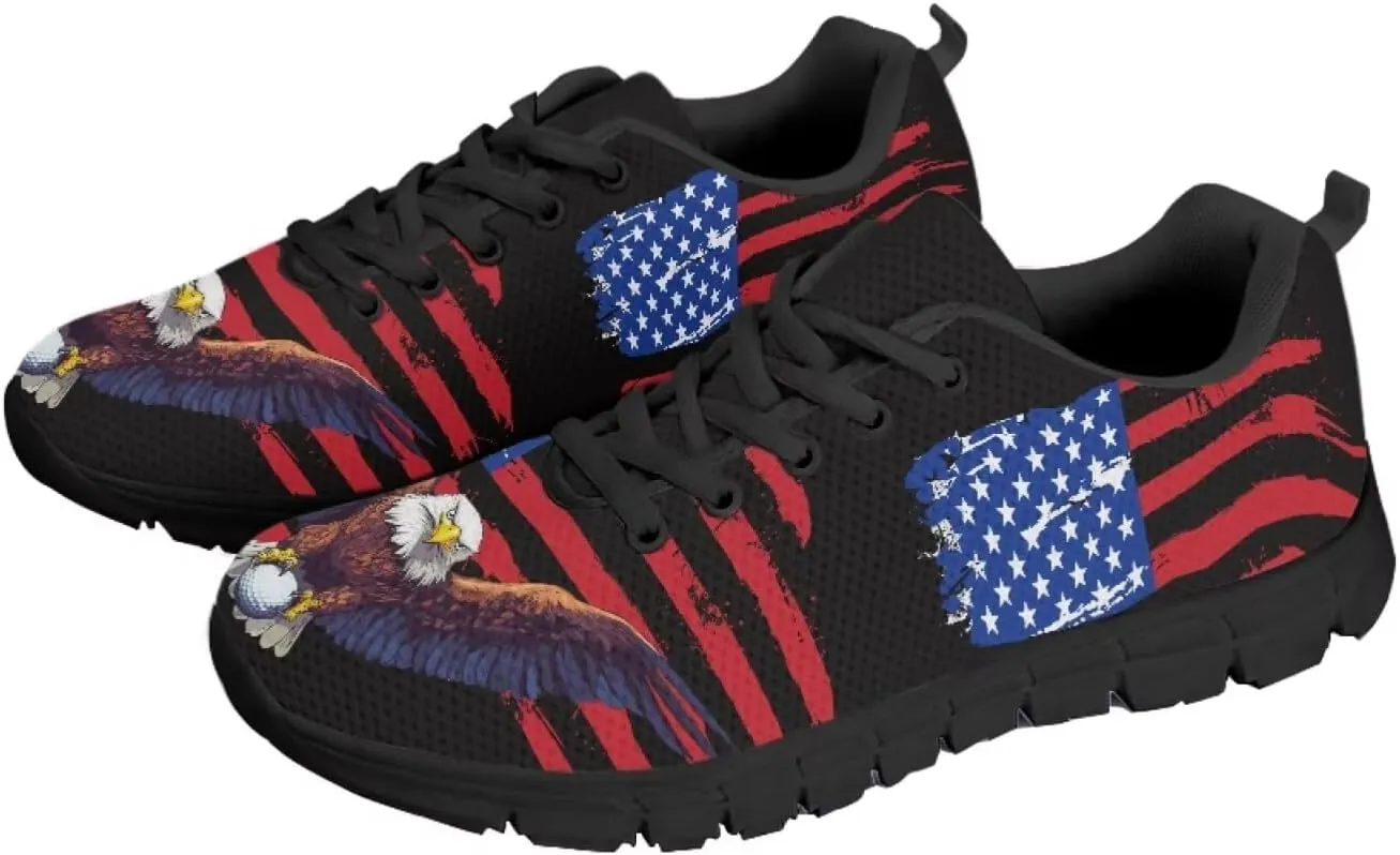 Jeiento Womens Fashion Sneaker American Flag Shoes for Men Women Casual Running Sports Slip On Sneakers Comfort Lace Up Walking Shoes