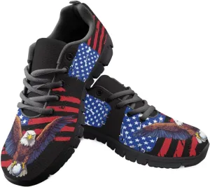 Jeiento Womens Fashion Sneaker American Flag Shoes for Men Women Casual Running Sports Slip On Sneakers Comfort Lace Up Walking Shoes