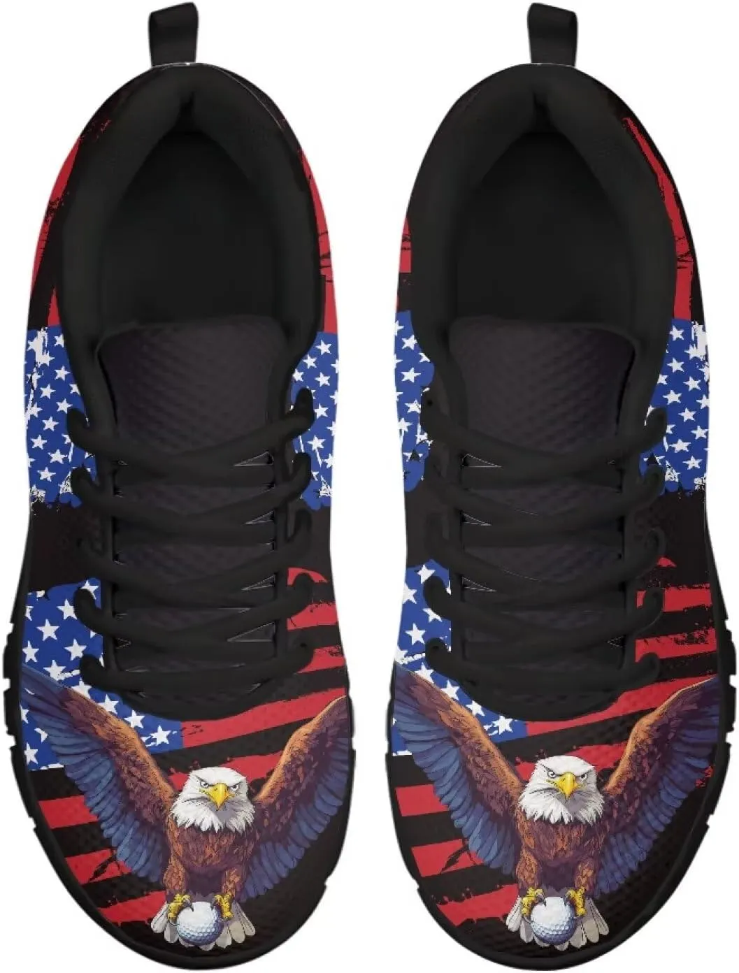 Jeiento Womens Fashion Sneaker American Flag Shoes for Men Women Casual Running Sports Slip On Sneakers Comfort Lace Up Walking Shoes