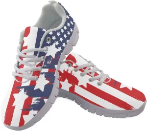 Jeiento Womens Walking Sneakers Tennis Shoes - Flag Shoes Breathable Comfortable Non Slip Athletic Running Jogging Gym Workout Casual Sport Shoe