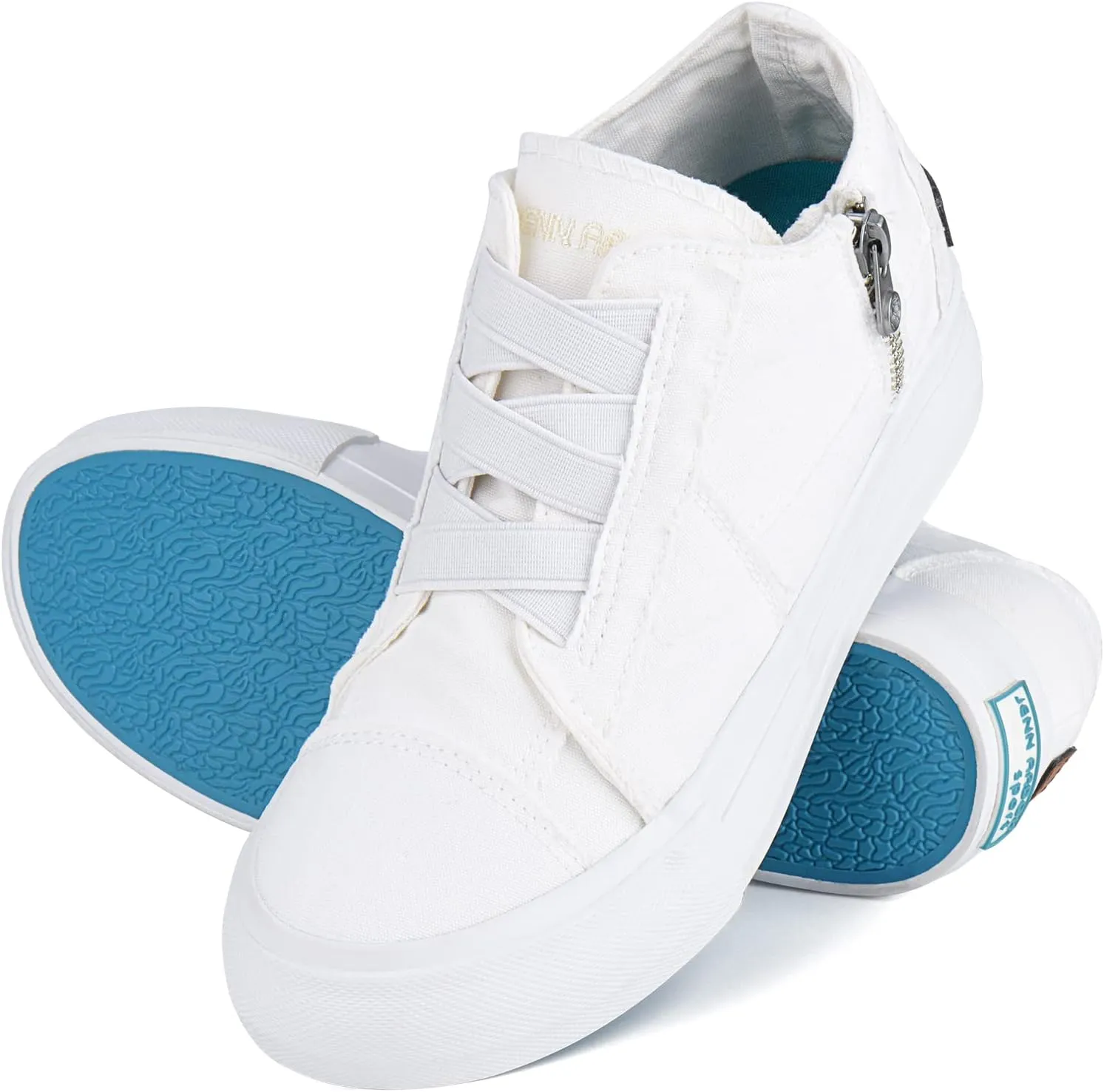 JENN ARDOR Wedge Sneakers for Women Fashion Canvas Shoes Casual Platform Hidden Heel Womens Slip On Sneaker Non Slip Side Zipper