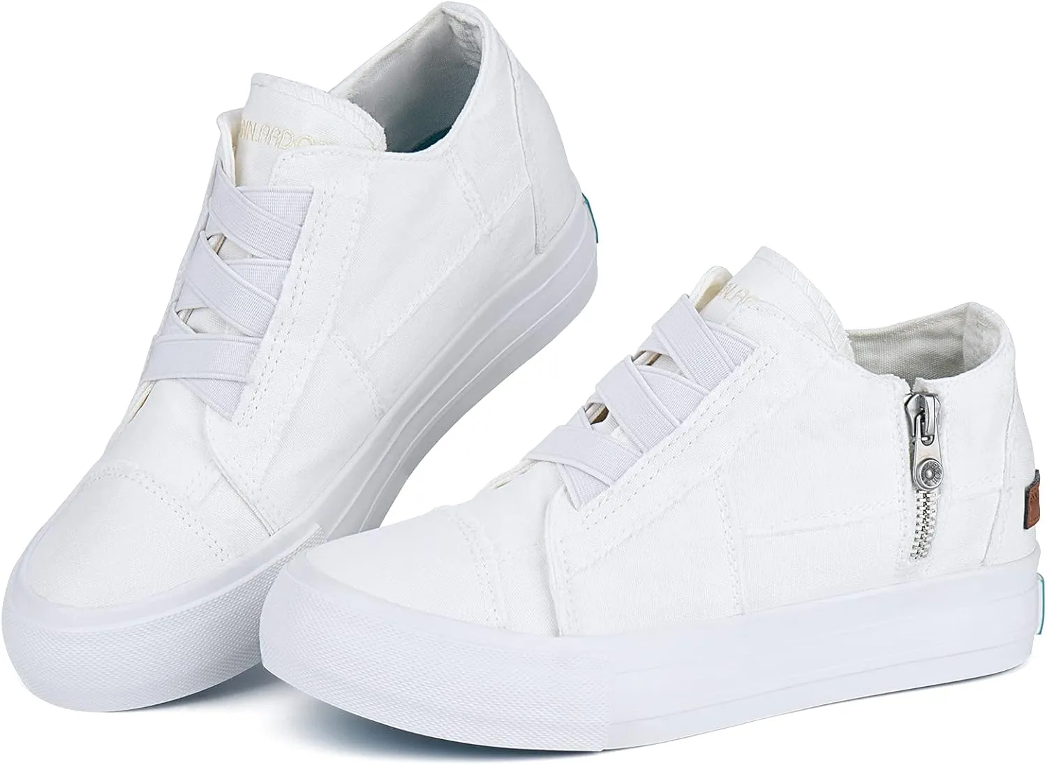 JENN ARDOR Wedge Sneakers for Women Fashion Canvas Shoes Casual Platform Hidden Heel Womens Slip On Sneaker Non Slip Side Zipper