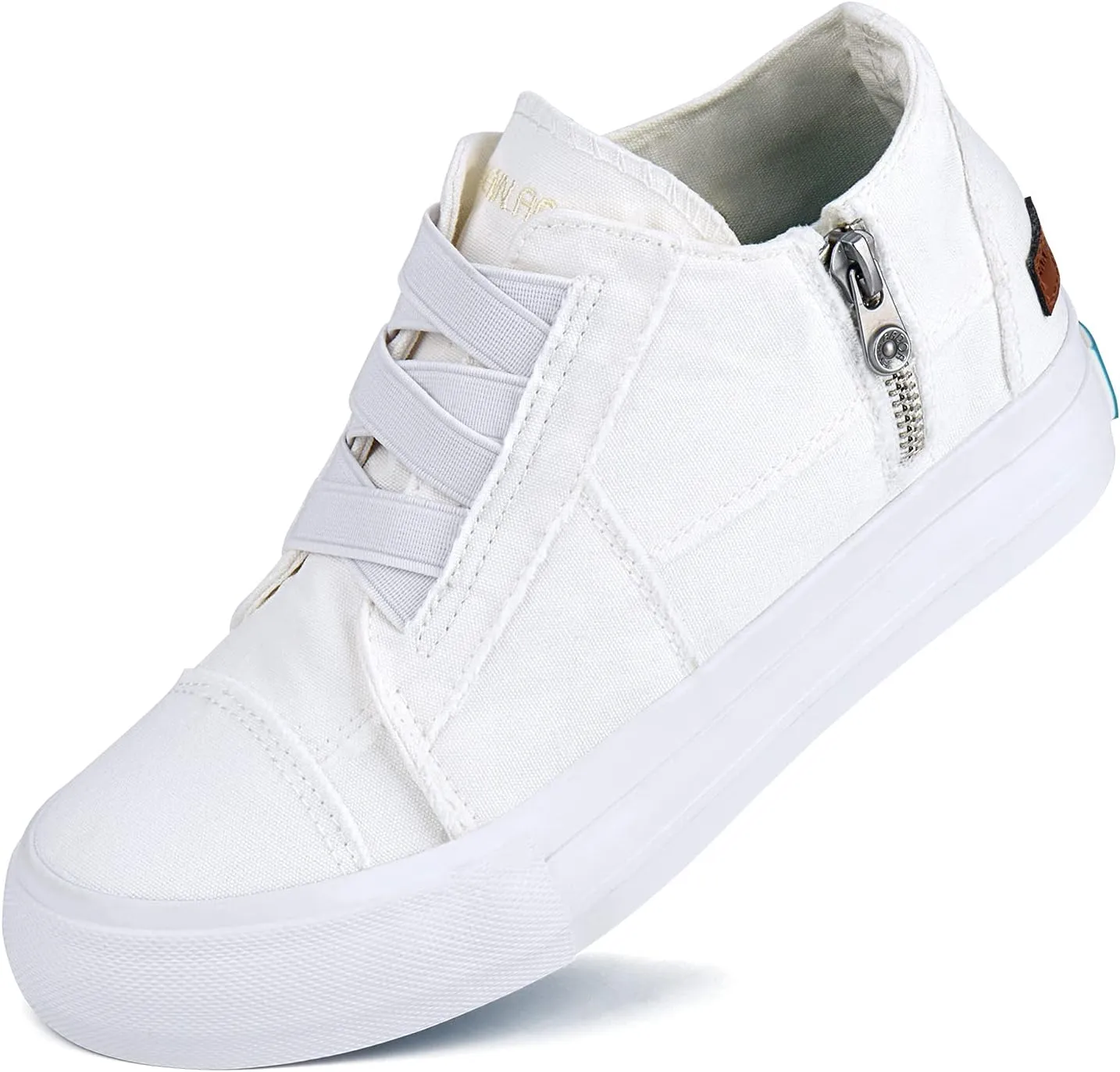 JENN ARDOR Wedge Sneakers for Women Fashion Canvas Shoes Casual Platform Hidden Heel Womens Slip On Sneaker Non Slip Side Zipper