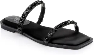 Jewel Badgley Mischka Honesty Flat Sandals with Gemstone-Studded Straps