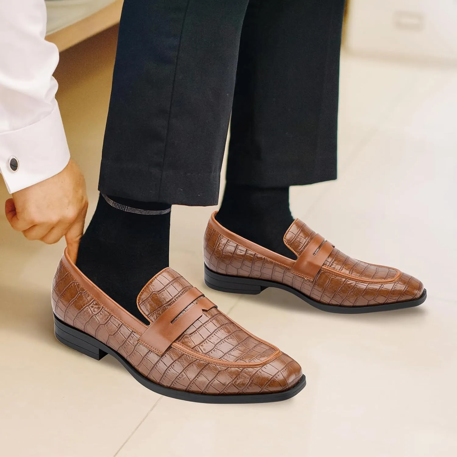 JITAI Mens Velvet Loafers Dress Shoes Loafers for Men Tuxedo Suit Shoes