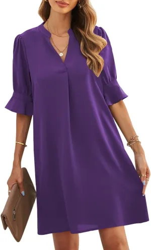 JOCAFIYE Womens Casual Dresses Short Sleeve V-Neck Dress Shift Dress Summer Dresses for Women 2025