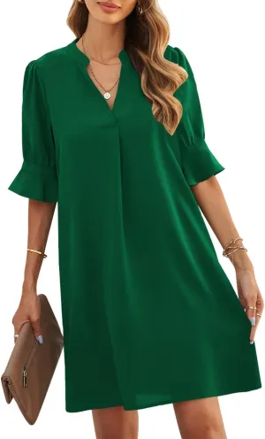 JOCAFIYE Womens Casual Dresses Short Sleeve V-Neck Dress Shift Dress Summer Dresses for Women 2025