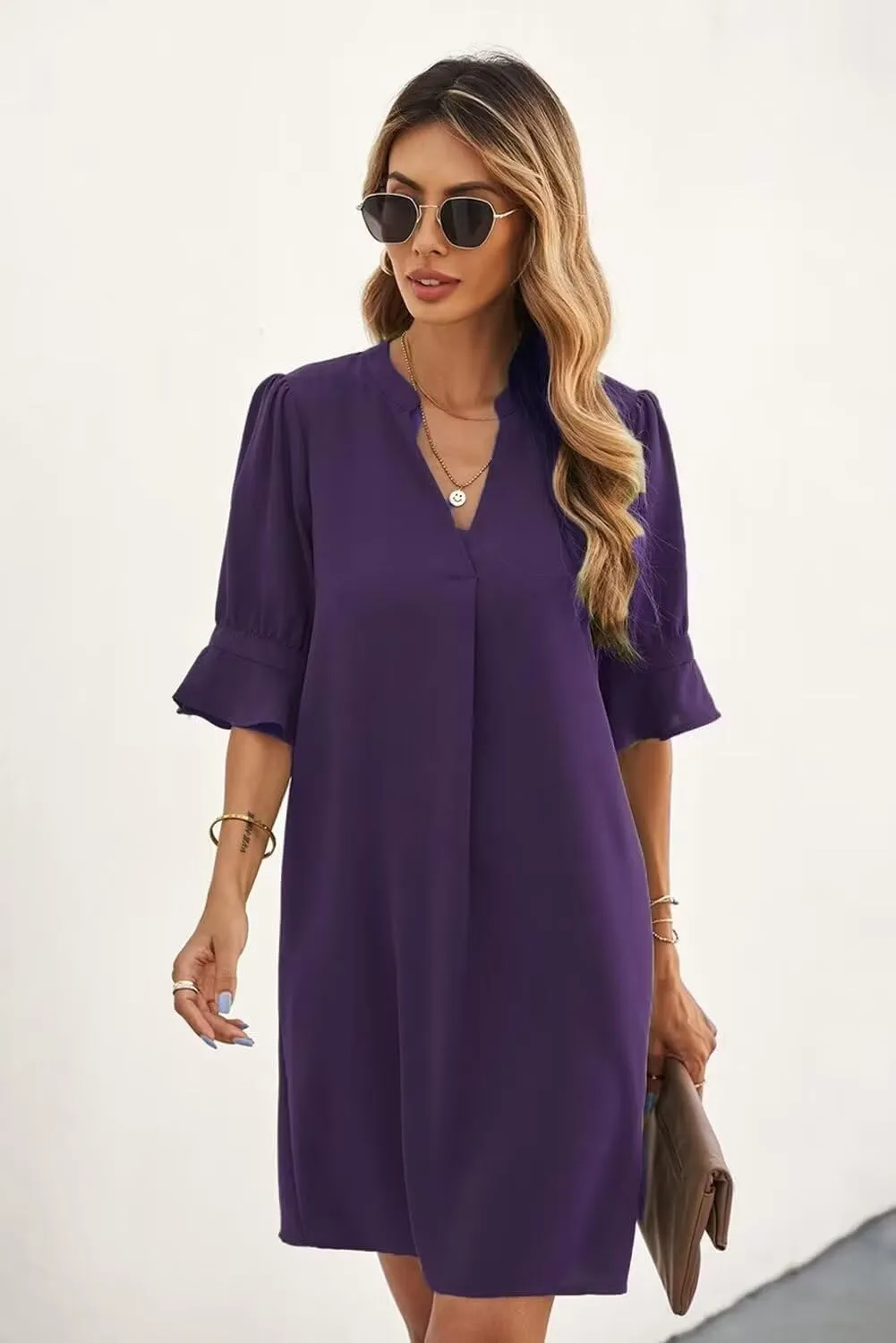JOCAFIYE Womens Casual Dresses Short Sleeve V-Neck Dress Shift Dress Summer Dresses for Women 2025
