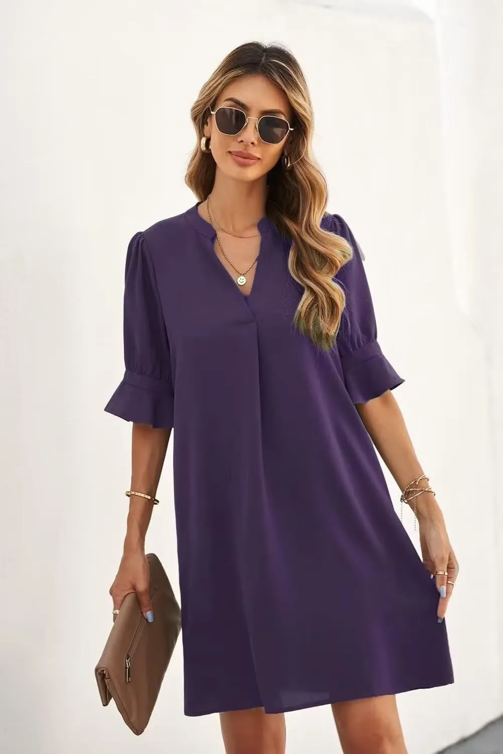 JOCAFIYE Womens Casual Dresses Short Sleeve V-Neck Dress Shift Dress Summer Dresses for Women 2025