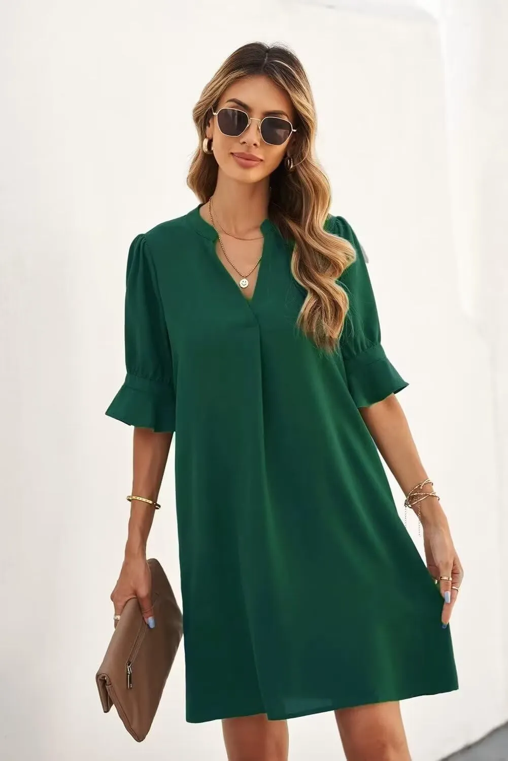 JOCAFIYE Womens Casual Dresses Short Sleeve V-Neck Dress Shift Dress Summer Dresses for Women 2025