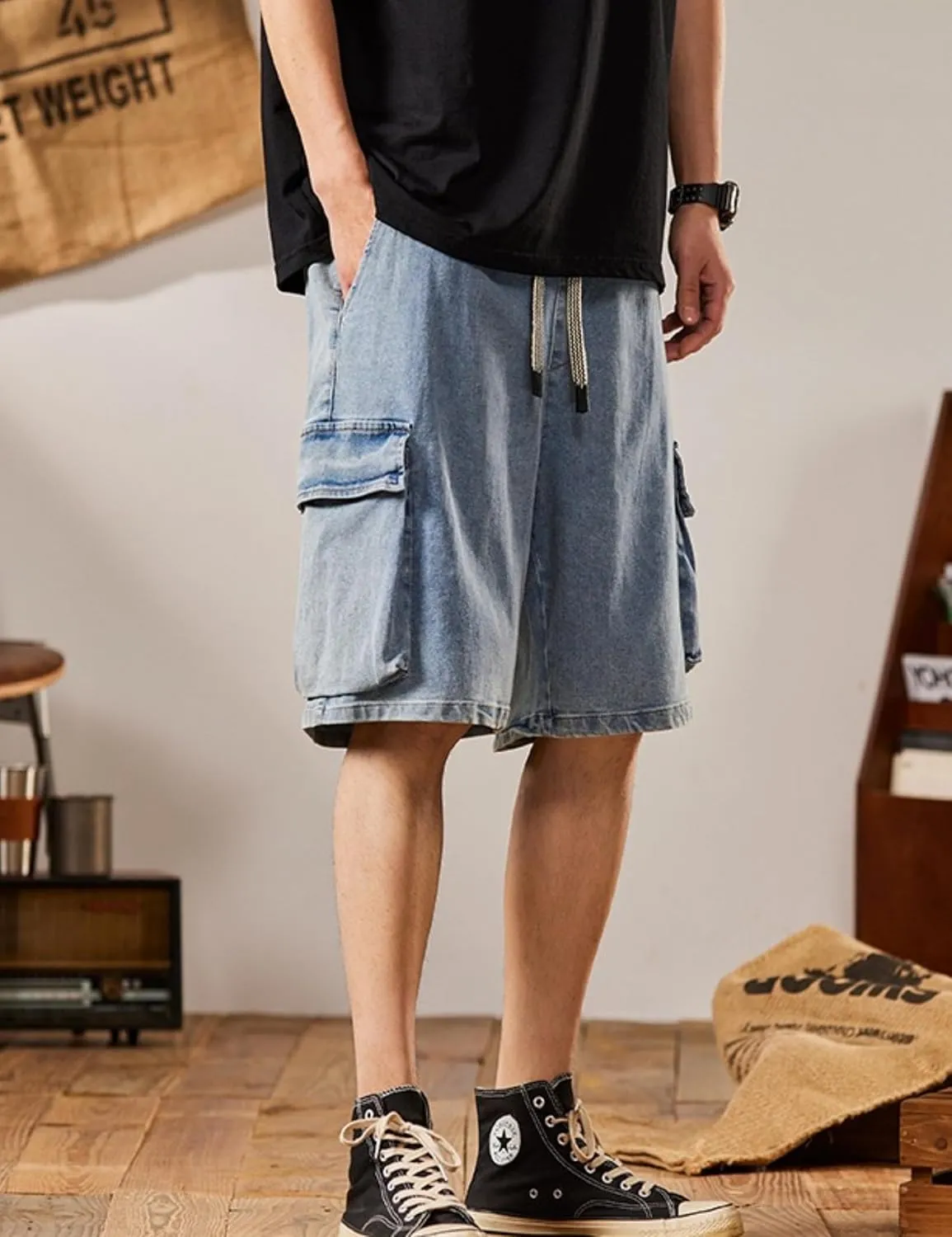 Jorts Men Baggy Y2k Hip Hop Shorts Cargo Shorts Y2k Skater Jeans Streetwear Jeans