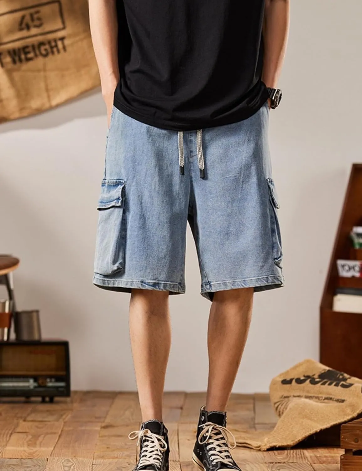 Jorts Men Baggy Y2k Hip Hop Shorts Cargo Shorts Y2k Skater Jeans Streetwear Jeans