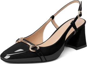 Joseywade Slingback Low Block Chunky Heels Pumps Slanted Heels Loafers 2.5" Closed Toe Shoes Women Heeled Sandals
