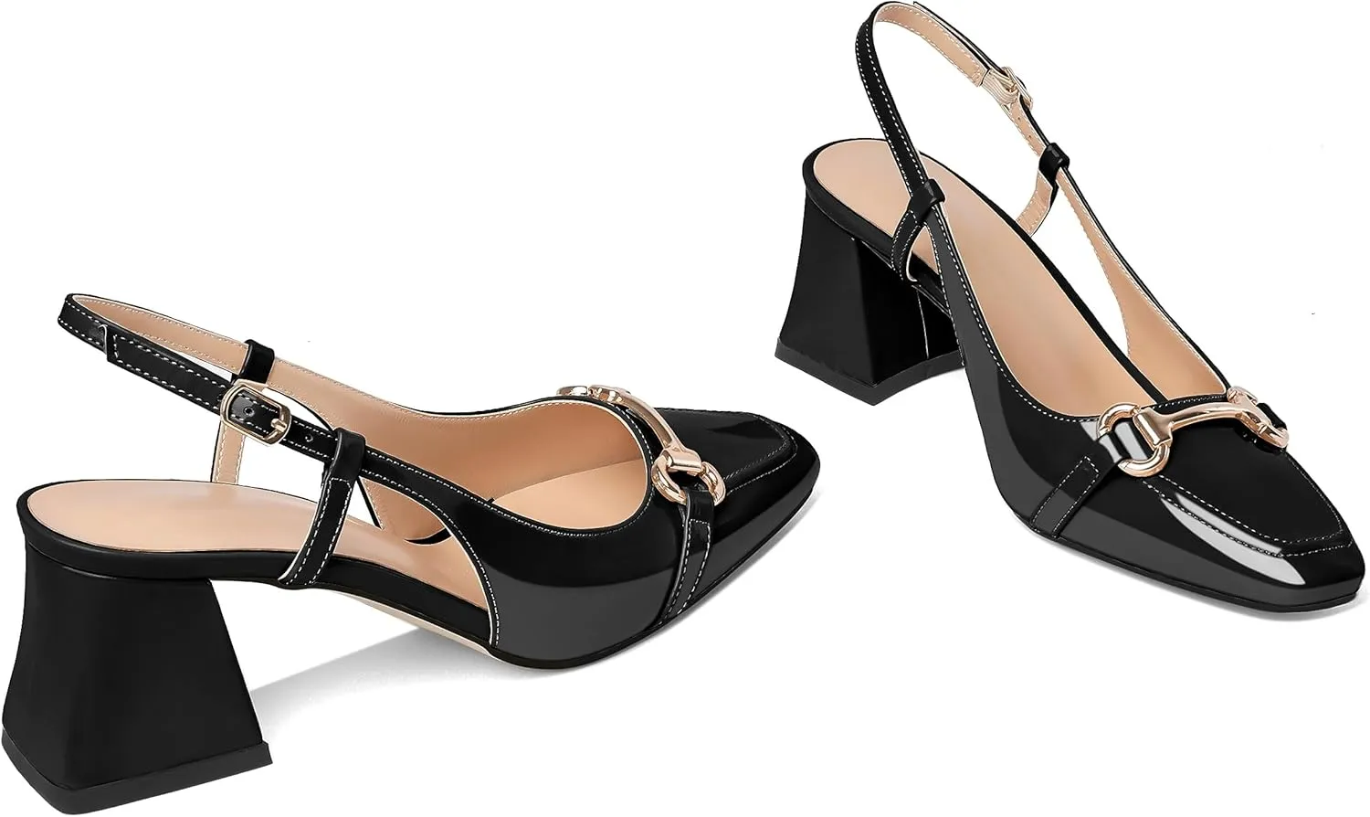 Joseywade Slingback Low Block Chunky Heels Pumps Slanted Heels Loafers 2.5" Closed Toe Shoes Women Heeled Sandals
