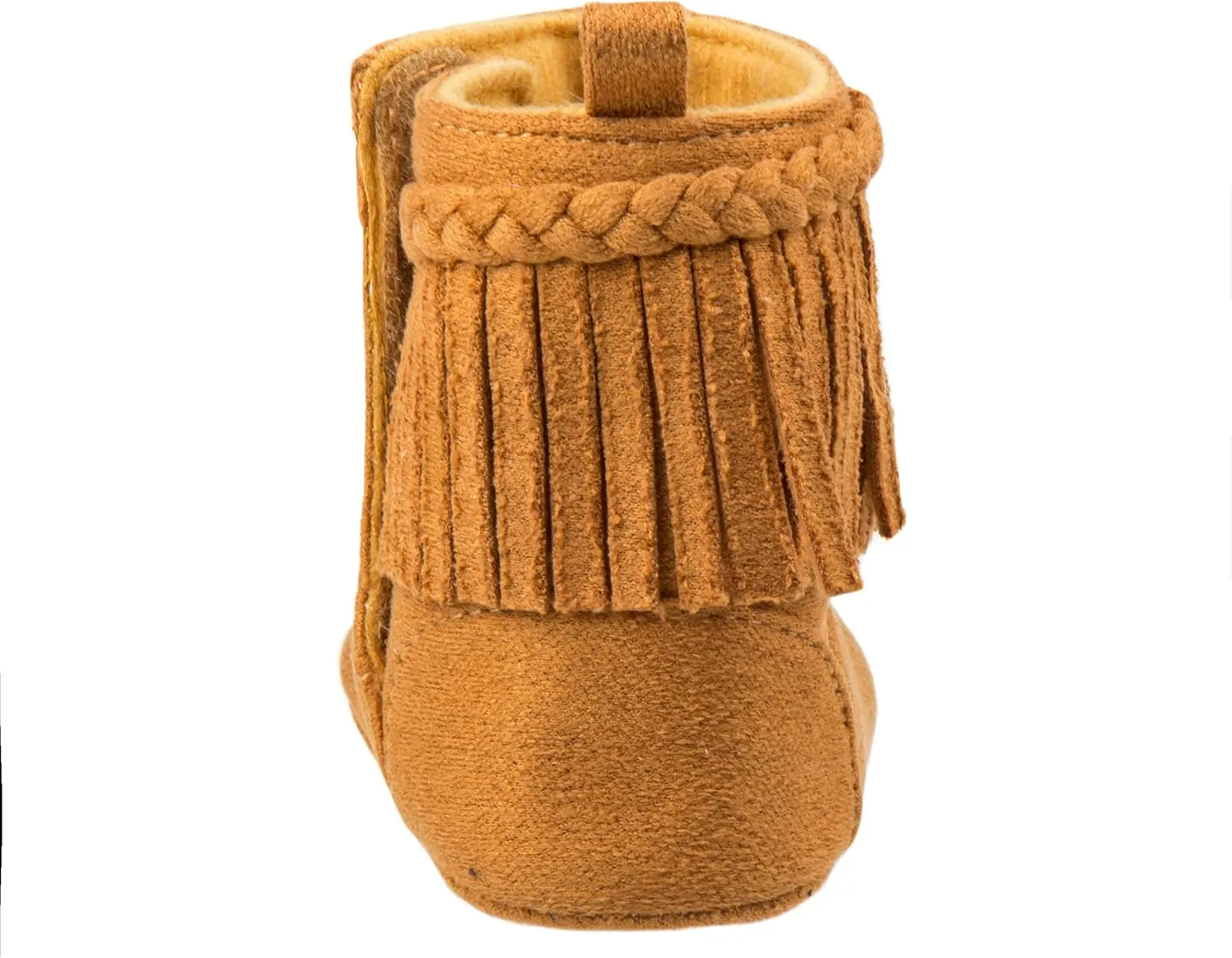 Josmo Baby Girls Fringe Boots Soft Suede Moccasin Crib Shoes Tassel Design Cozy First Walking Boots Size 2-4 Infant