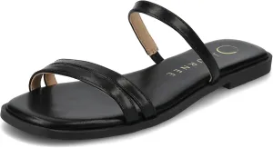 Journee Collection Womens Brisa Slip On Flat Sandals Multi Strap Cushioned Open Square Toe Spring Summer Shoe