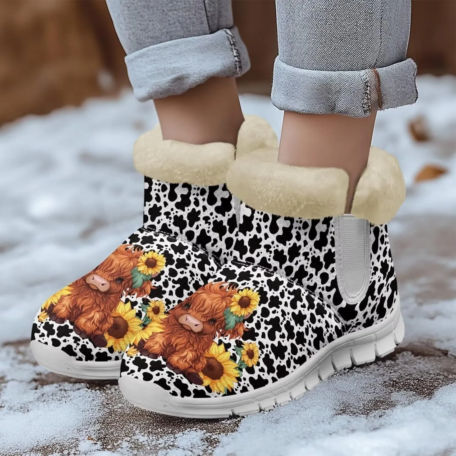 JoyLamoria Green Sea Turtle Winter Snow Boots for Women Anti Slip Warm Boots Fuzzy Fluffy Ankle Booties for Women Teens Cold Weather Walking Sneakers Boots