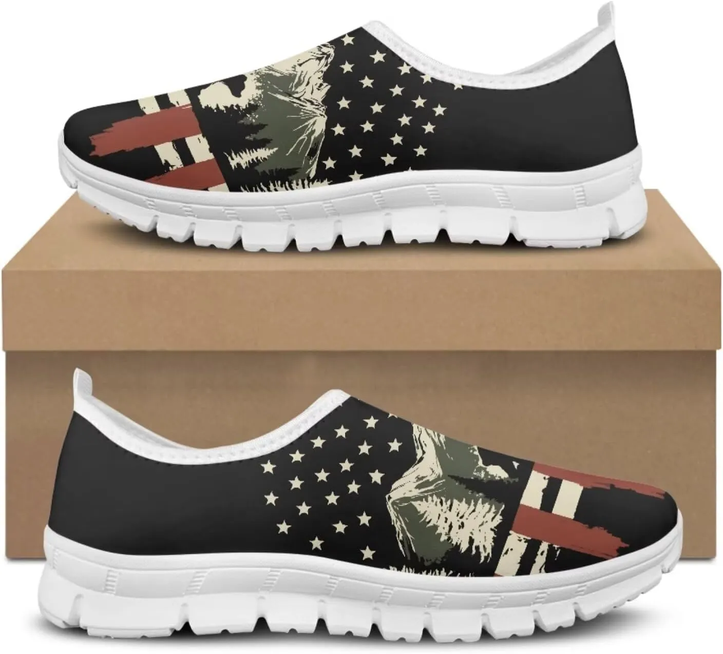 JoyLamoria Sport Shoes Walking Sneakers with Owl Art Design Fashion Women Sneakers Outdoor Art Travel Shoes