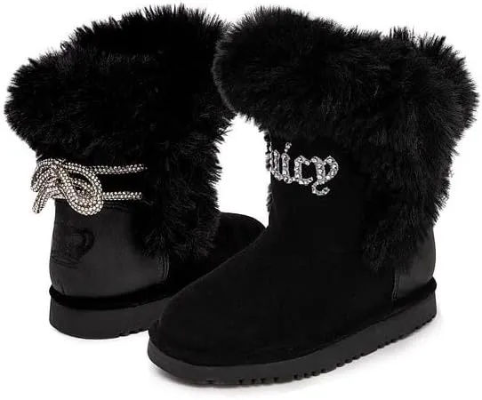 Juicy Couture Girls Winter Fur Boots Warm Insulated Fashion Booties Mid Calf Outdoor Snow Boot for Toddler/Little Kid/Big Kid