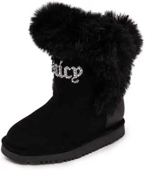 Juicy Couture Girls Winter Fur Boots Warm Insulated Fashion Booties Mid Calf Outdoor Snow Boot for Toddler/Little Kid/Big Kid