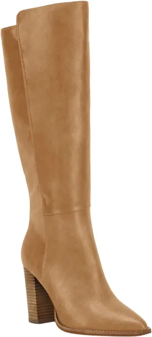 Juliet Holy Women's Knee High Boots Stacked Block Heel Wide Calf Closed Pointed Toe Riding Boots