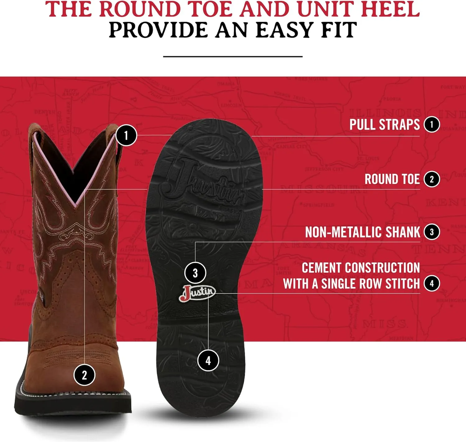 Justin Women's Gemma 8" Stylish Western Cowboy Boots