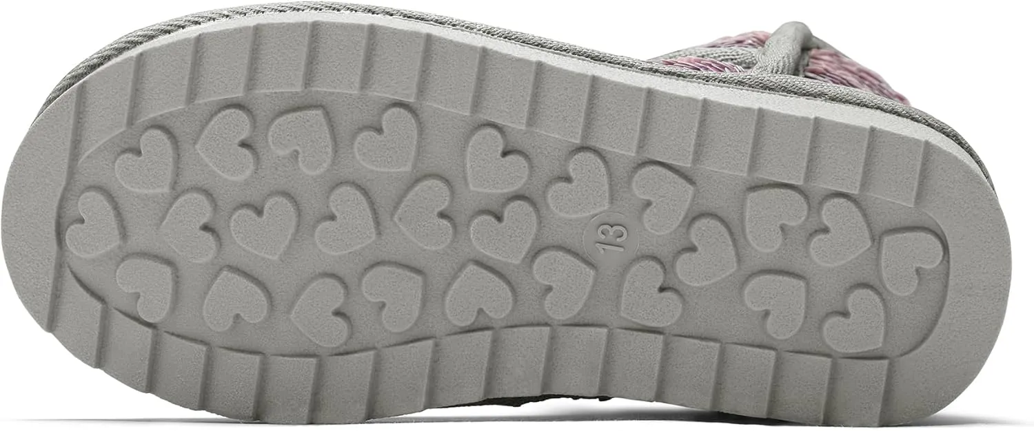 K KomForme Girls Winter Boots Sparkle Sequins Warm Snow Shoes Fur Lined Lightweight Comfy (Toddler/Little Kids/Big Kids)