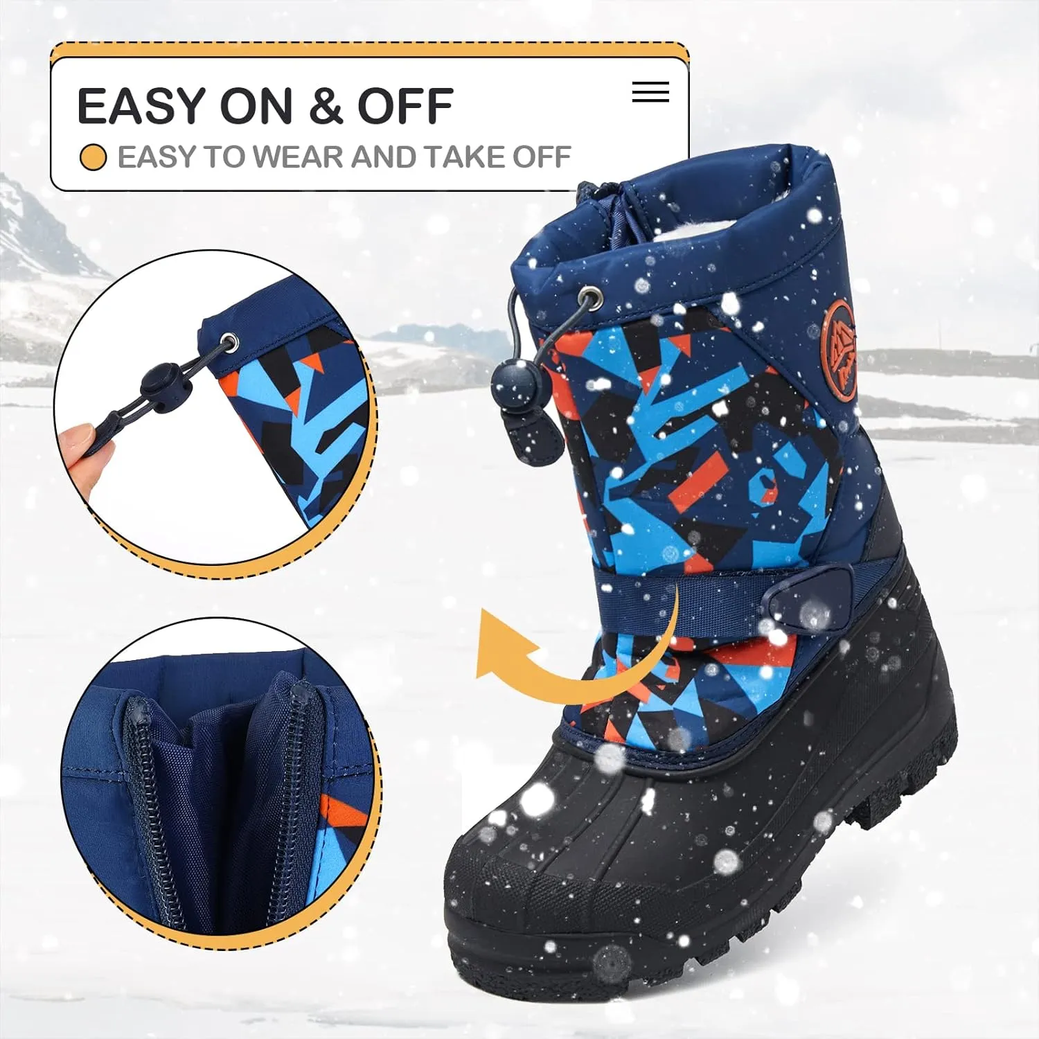 K KomForme Snow Boots for Boys & Girls Warm Waterproof Slip Resistant Winter Shoes (Toddler/Little Kid/Big Kid)