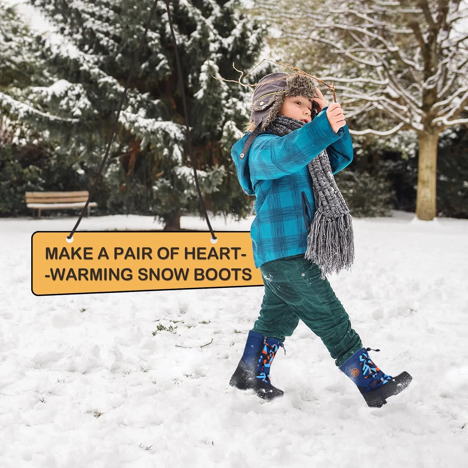 K KomForme Snow Boots for Boys & Girls Warm Waterproof Slip Resistant Winter Shoes (Toddler/Little Kid/Big Kid)