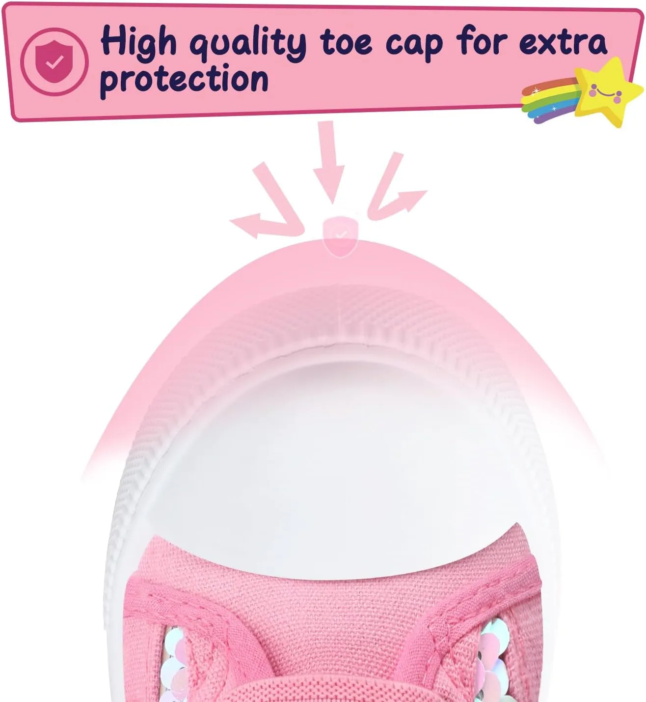 K KomForme Toddler Sneakers Girls Canvas High Top Walking Shoes with Hook and Loops