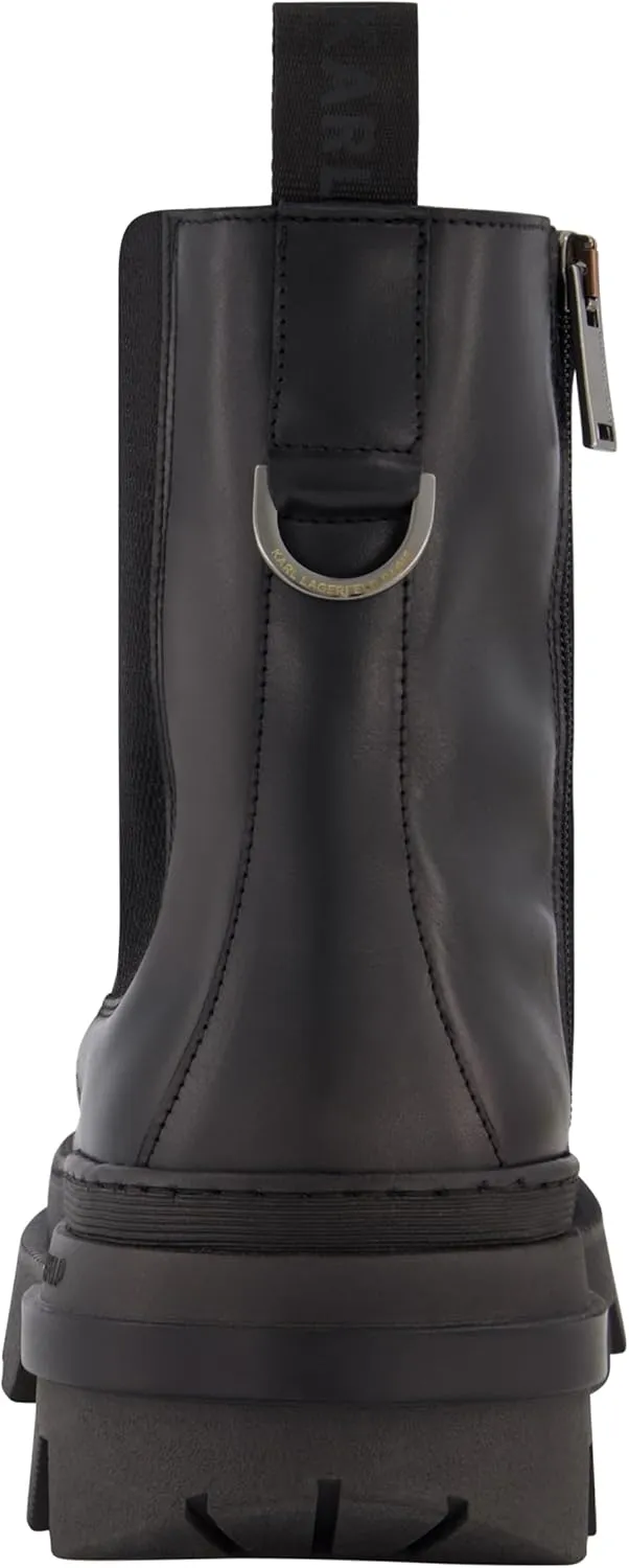 KARL LAGERFELD Men's Leather Plain Toe Chelsea Boot Combat