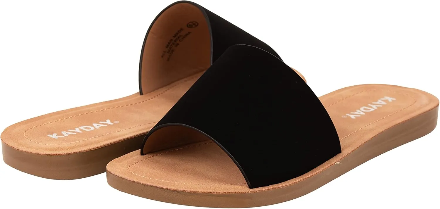 KAYDAY Womens Flip Flop Sandals Basic Plain Slippers Slip On Sandals Slides Casual Peep Open Toe ROMEO