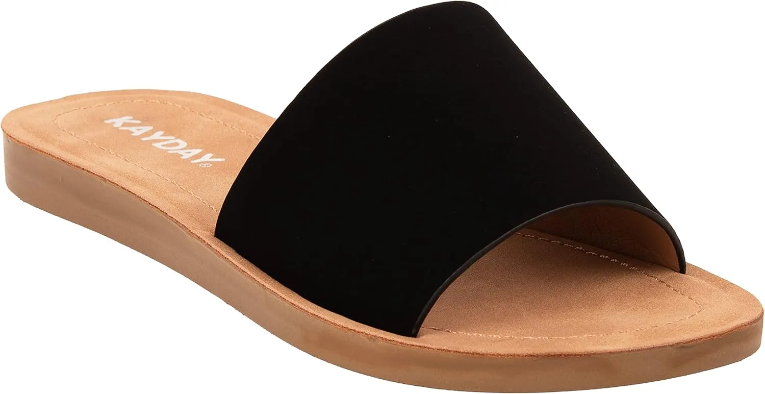 KAYDAY Womens Flip Flop Sandals Basic Plain Slippers Slip On Sandals Slides Casual Peep Open Toe ROMEO