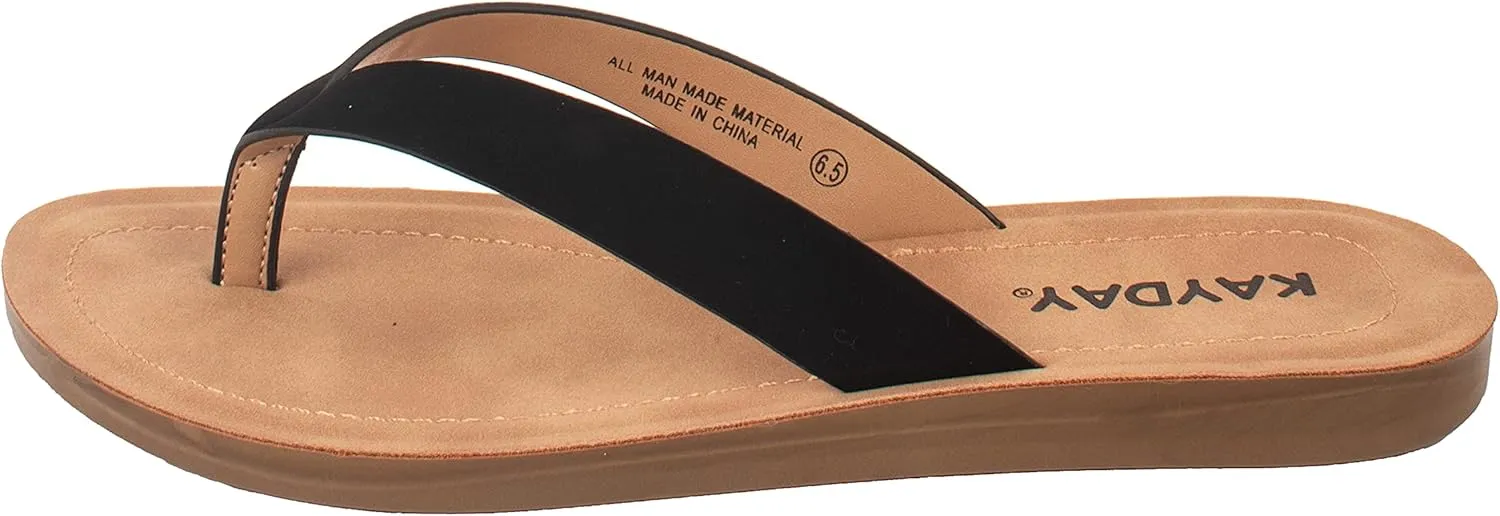 KAYDAY Womens Flip Flop Sandals Basic Thongs Flats EARL