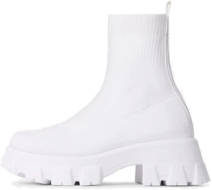 keleimusi Womens Fit Ankle Chelsea Sock Boots Platform Sole Chunky Heeled Biker Booties