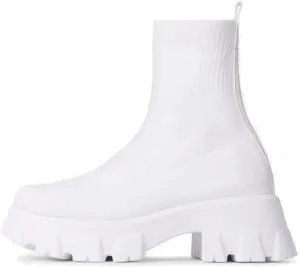 keleimusi Womens Fit Ankle Chelsea Sock Boots Platform Sole Chunky Heeled Biker Booties
