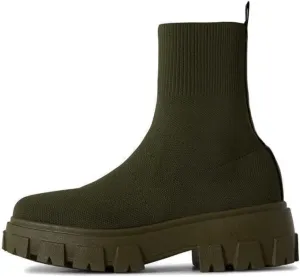 keleimusi Womens Fit Ankle Chelsea Sock Boots Platform Sole Chunky Heeled Biker Booties