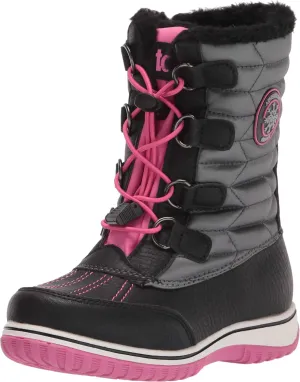Khombu Boy's Toast Totes Kids Snow Elastic Lace Toggle Closure (Noah) All-Weather Insulated Winter Boots Built for Comfort, Durability-Keeps Feet Warm & Dry_Black Pink_5M, 5 Little