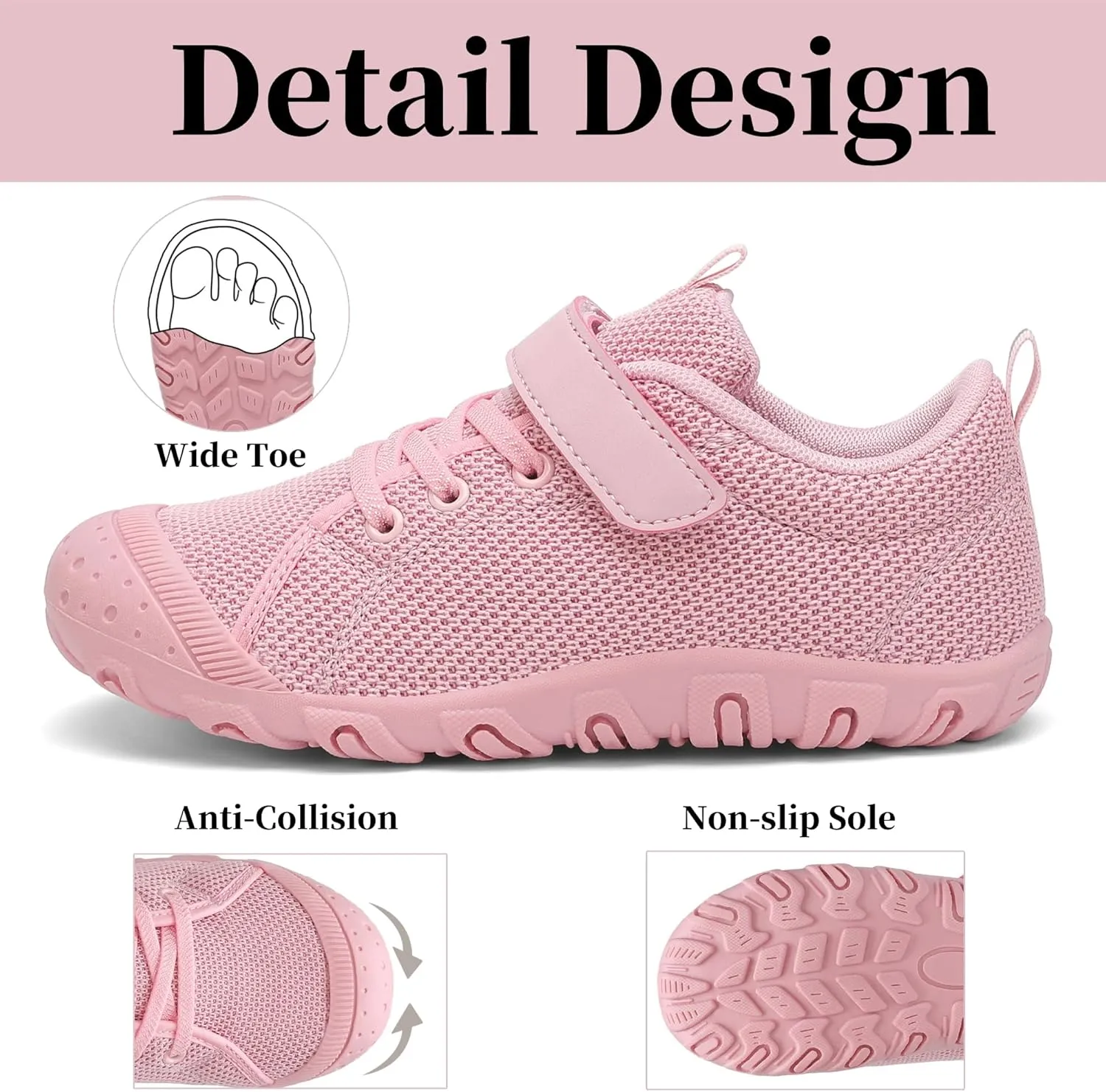 Kids Barefoot Shoes Anti-Collision Girls Boys Sneakers Slip on Running Hiking Tennis Shoes for Toddler/Little/Big Kid